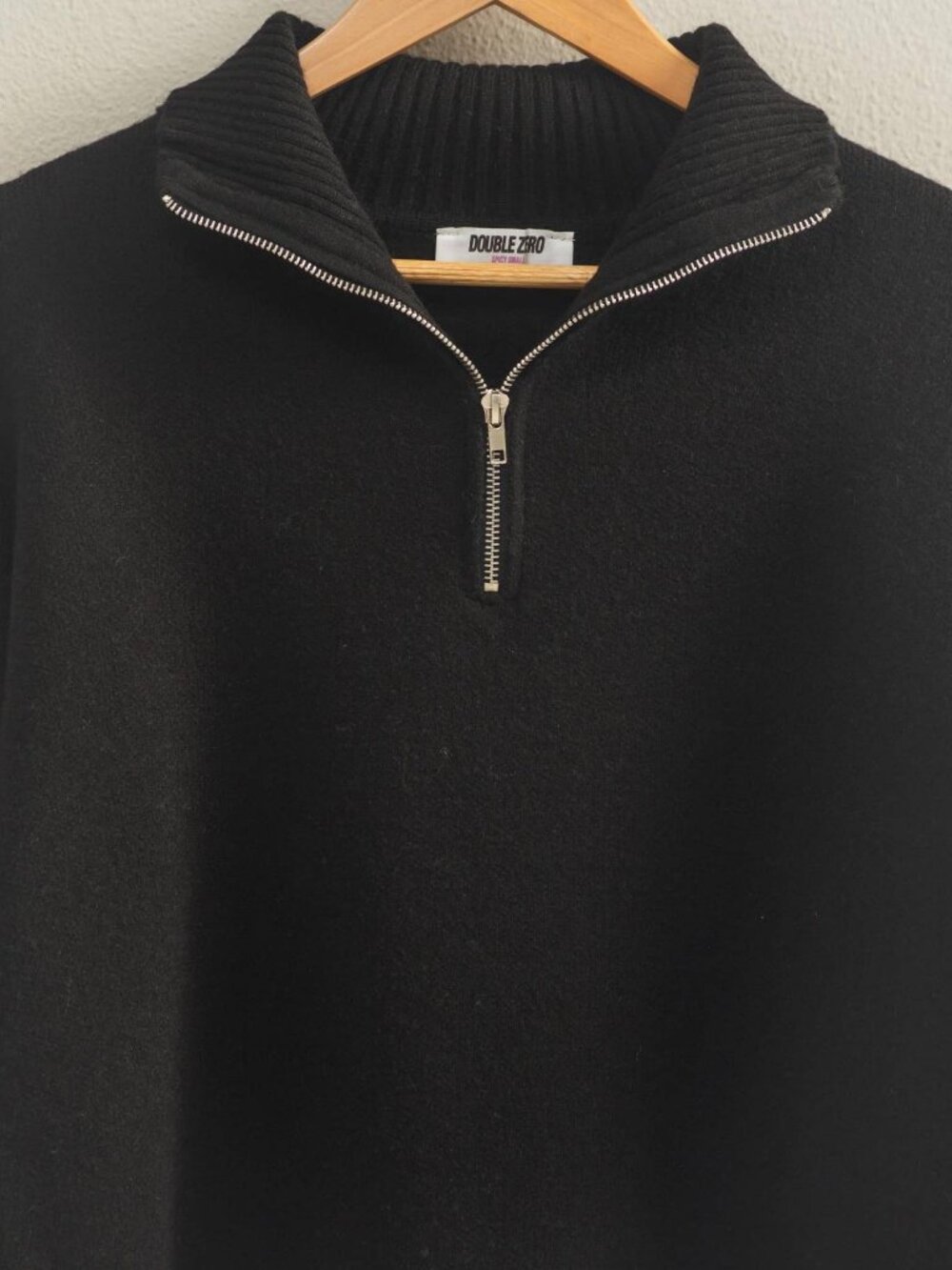 NWT Double Zero Classic Half Zip Sweater Black